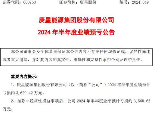庚星股份2024年上半年预计亏损362942万人员工资、办公租赁等成本、费用大幅增加(图1)